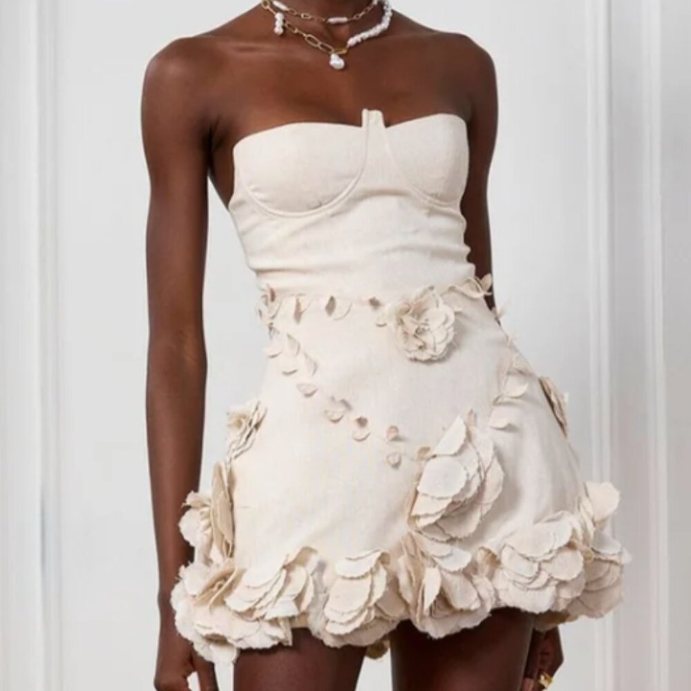Innovare Eleanora Corset Flower Off Shoulder Mini Dress - Small